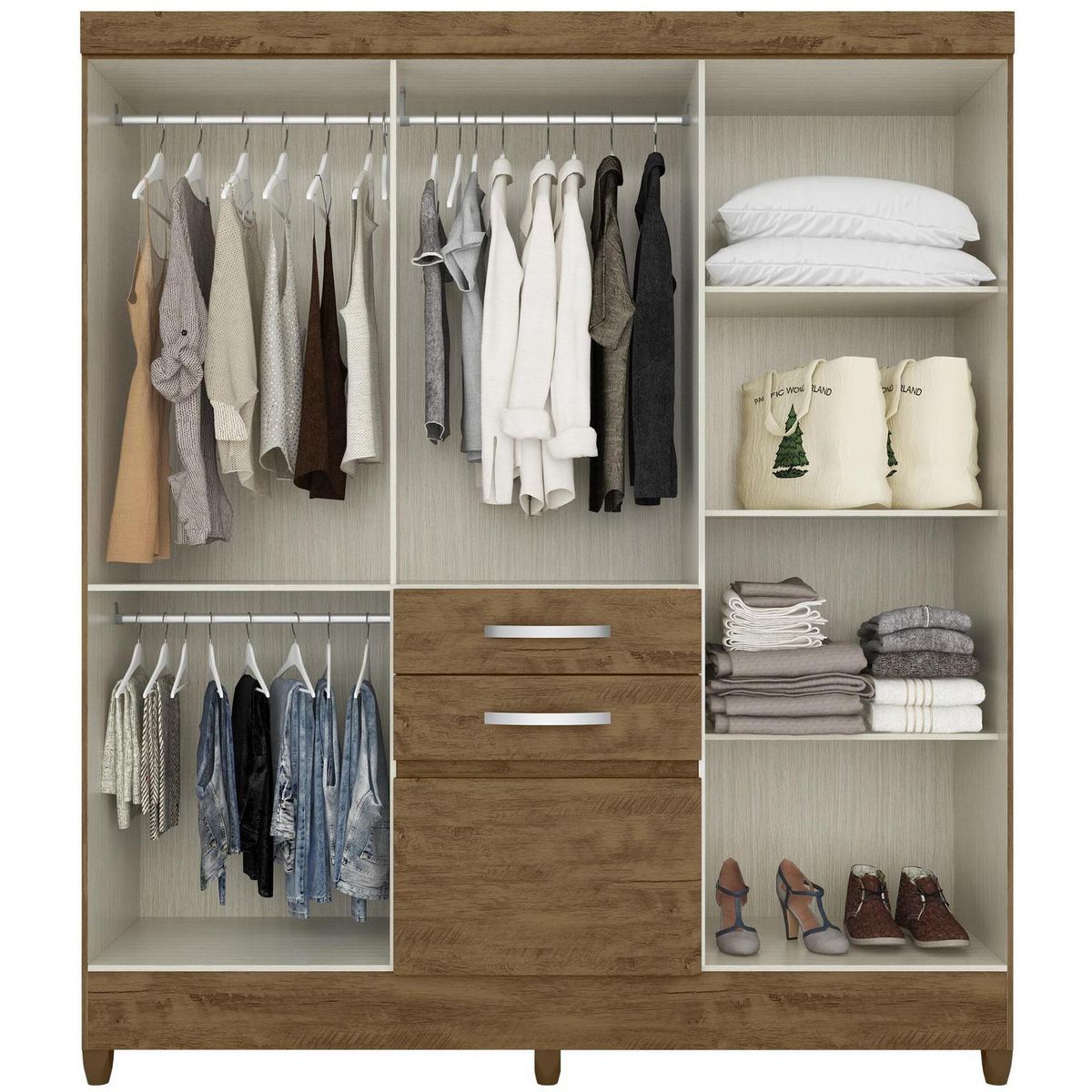 ROCH LTDA - Clóset 6 Puerta(s) 2 Cajón(es) 4 Repisa(s) 177x204x47 cm Castaño