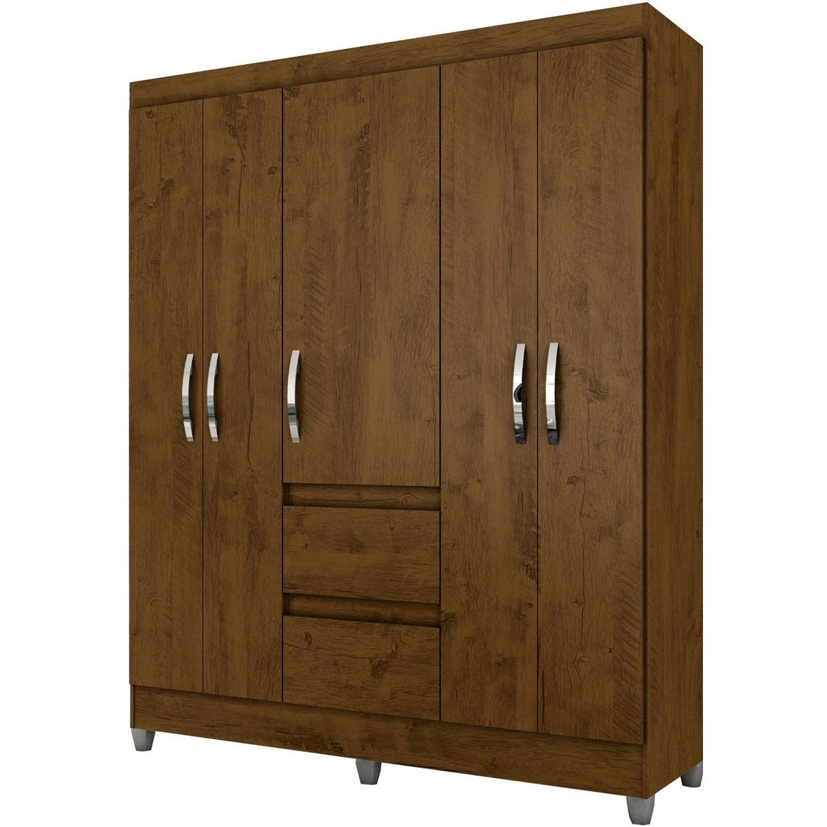 ROCH LTDA - Clóset 5 Puerta(s) 2 Cajón(es) 4 Repisa(s) 148x187x47 cm Castaño