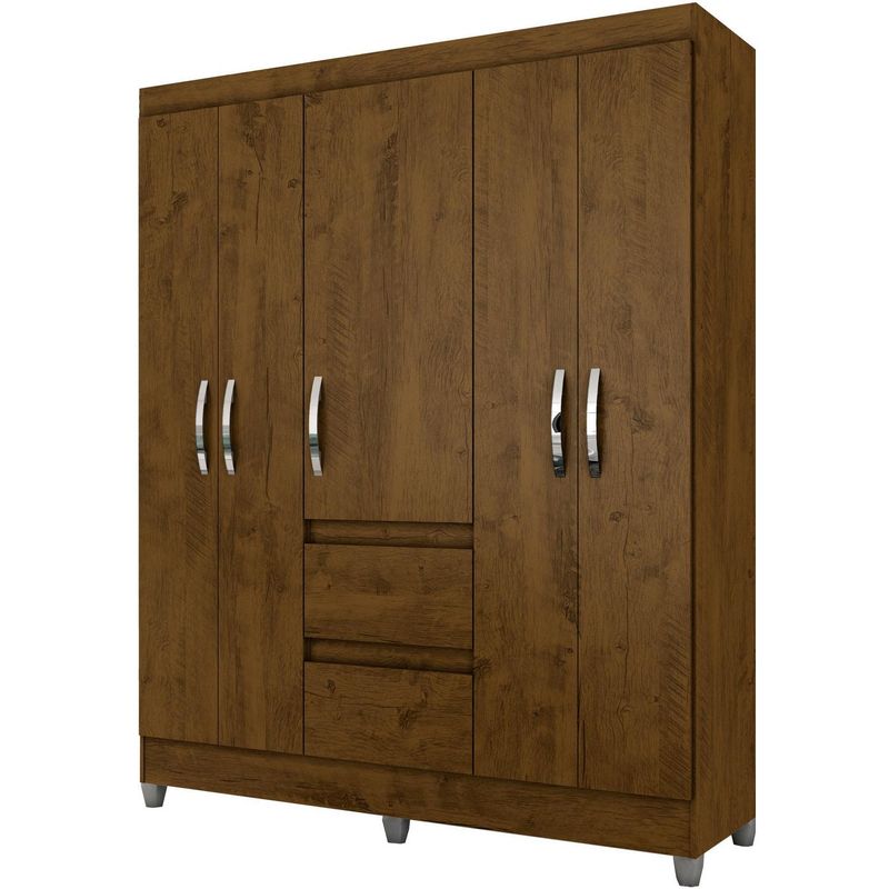 ROCH LTDA - Clóset 5 Puerta(s) 2 Cajone(s) 4 Repisa(s) 148x187x47 cm Castaño