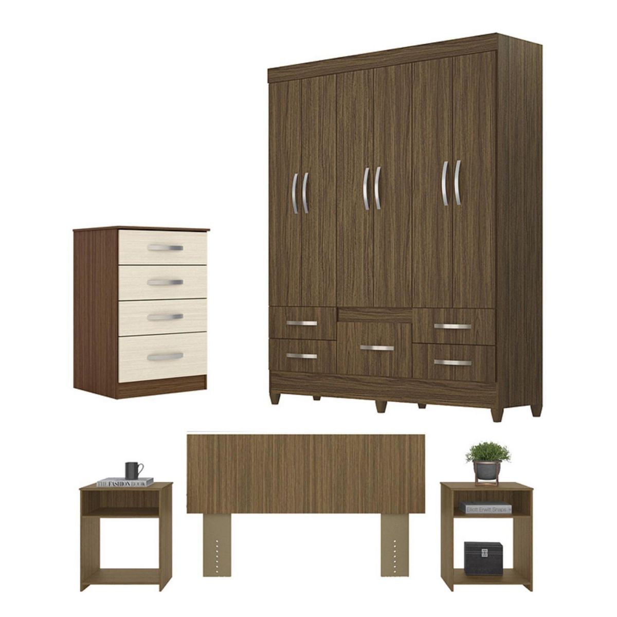 ROCH LTDA - Combo Clóset +Cómoda + Respaldo Y 2 Veladores