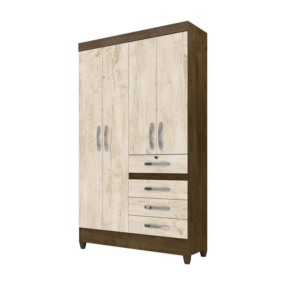 ROCH LTDA - Clóset 4 Puerta(s) 4 Cajón(es) Repisa(s) 110x204x47 cm Café Claro