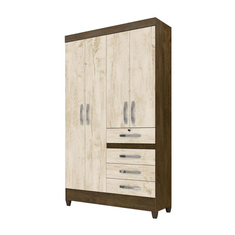 ROCH LTDA - Clóset 4 Puerta(s) 4 Cajone(s)  Repisa(s) 110x204x47 cm Café Claro