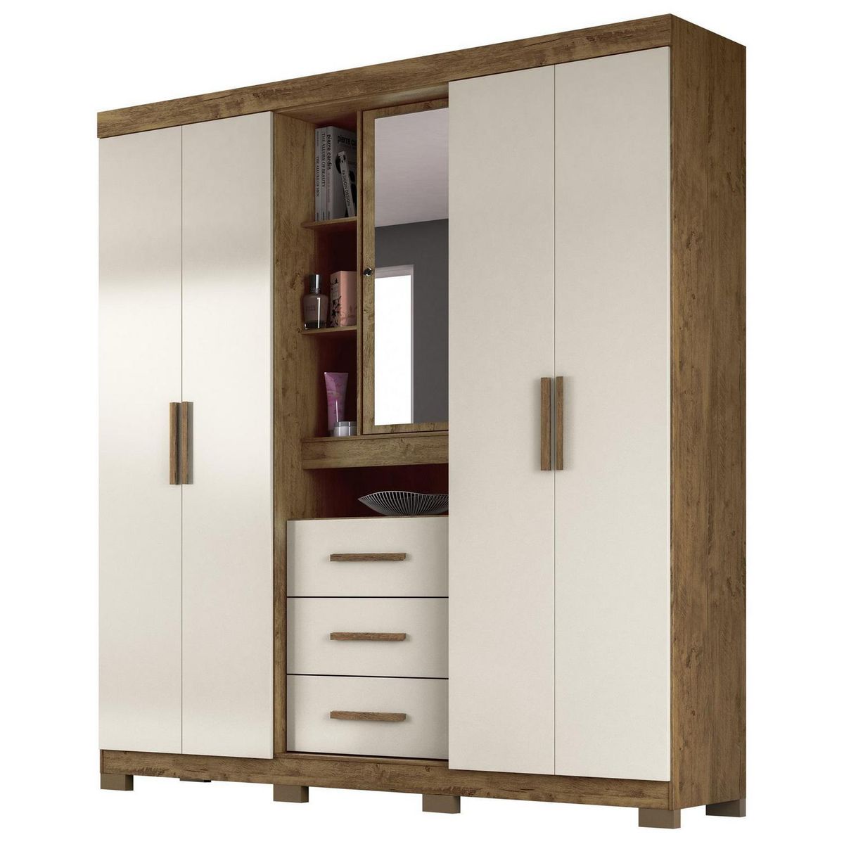 ROCH LTDA - Clóset 4 Puerta(s) 3 Cajón(es) 10 Repisa(s) 195x212x47 cm Café