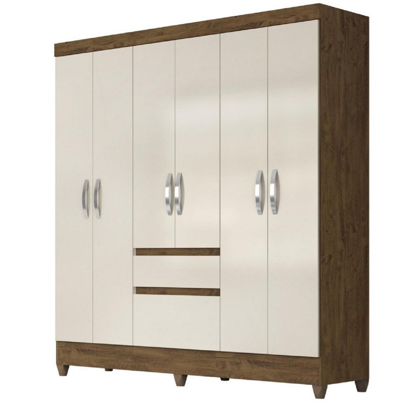 ROCH LTDA - Clóset 6 Puerta(s) 2 Cajone(s) 3 Repisa(s) 165x204x47 cm Vainilla