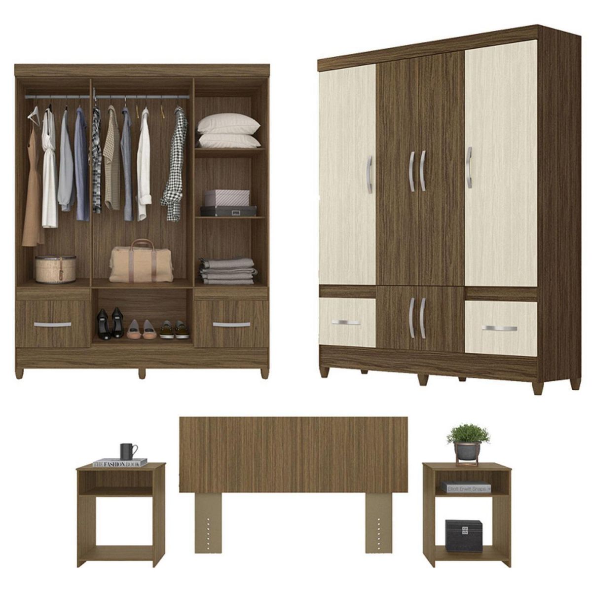 ROCH LTDA - Combo Clóset Papel + Respaldo Con 2 Veladores