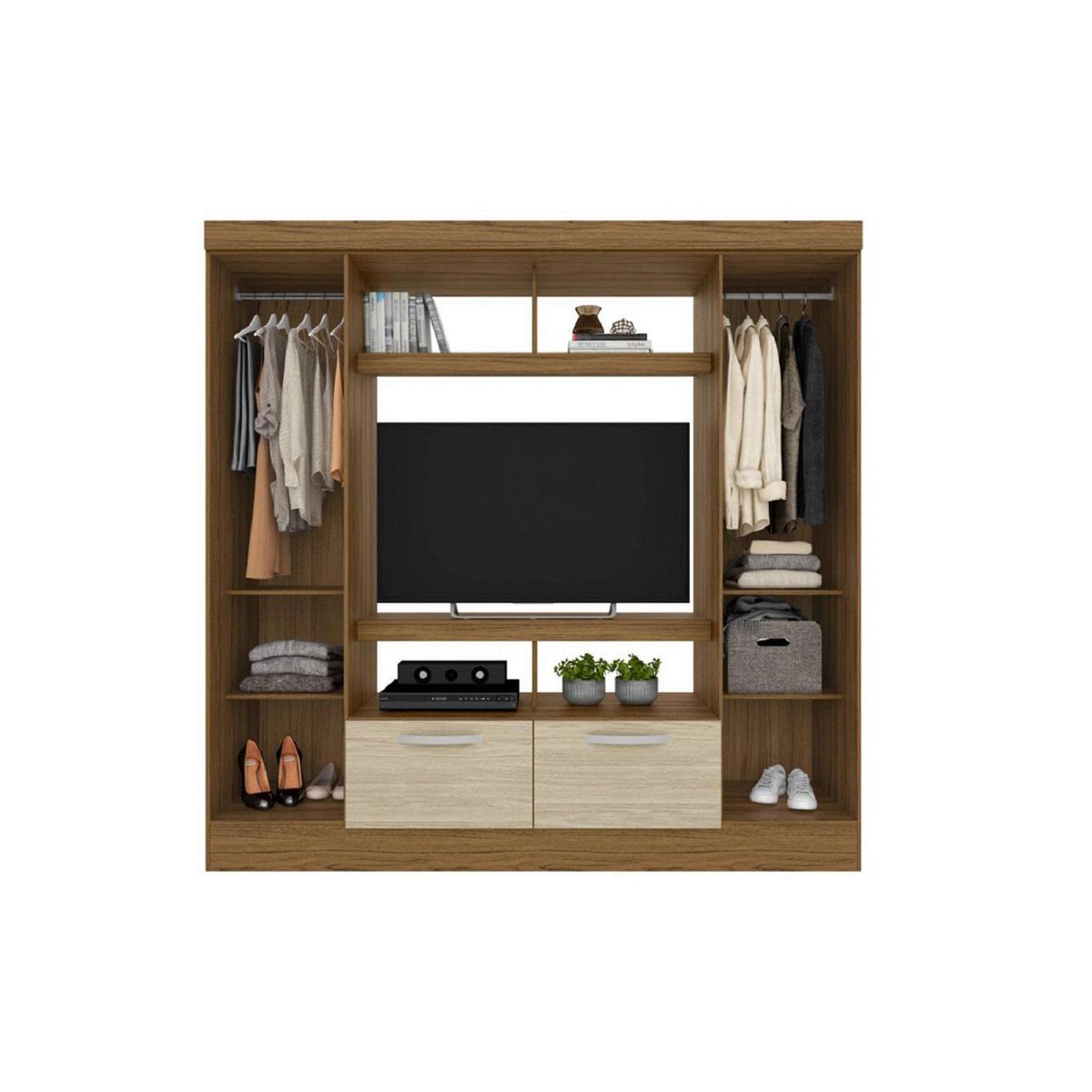 ROCH LTDA - Clóset 2 Puerta(s) 2 Cajón(es) 4 Repisa(s) 184x182x47 cm Café Claro