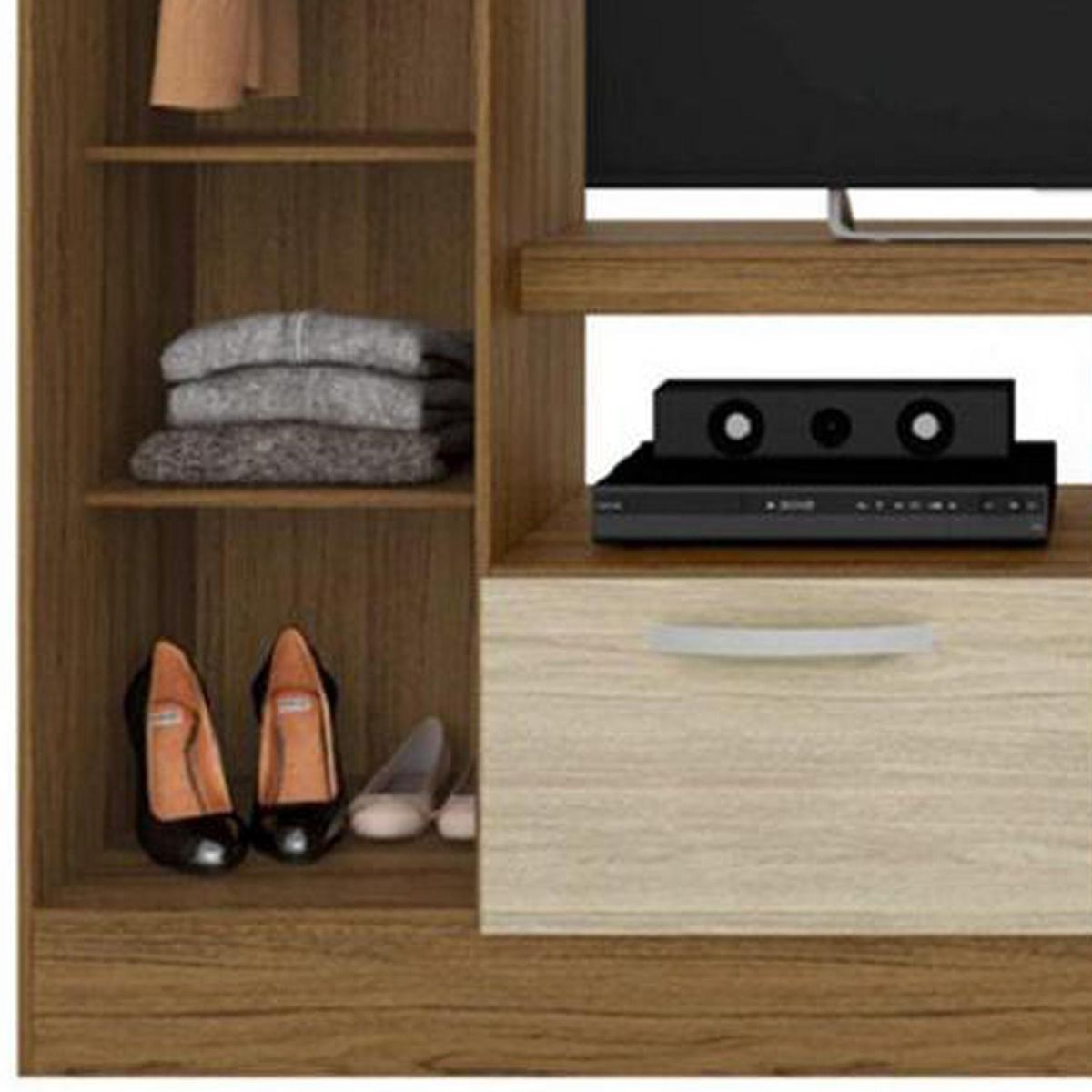 ROCH LTDA - Clóset 2 Puerta(s) 2 Cajón(es) 4 Repisa(s) 184x182x47 cm Café Claro