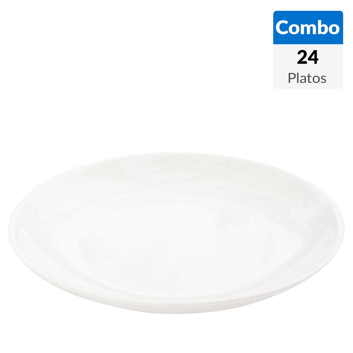  - Combo 24 Platos té blanco redondo