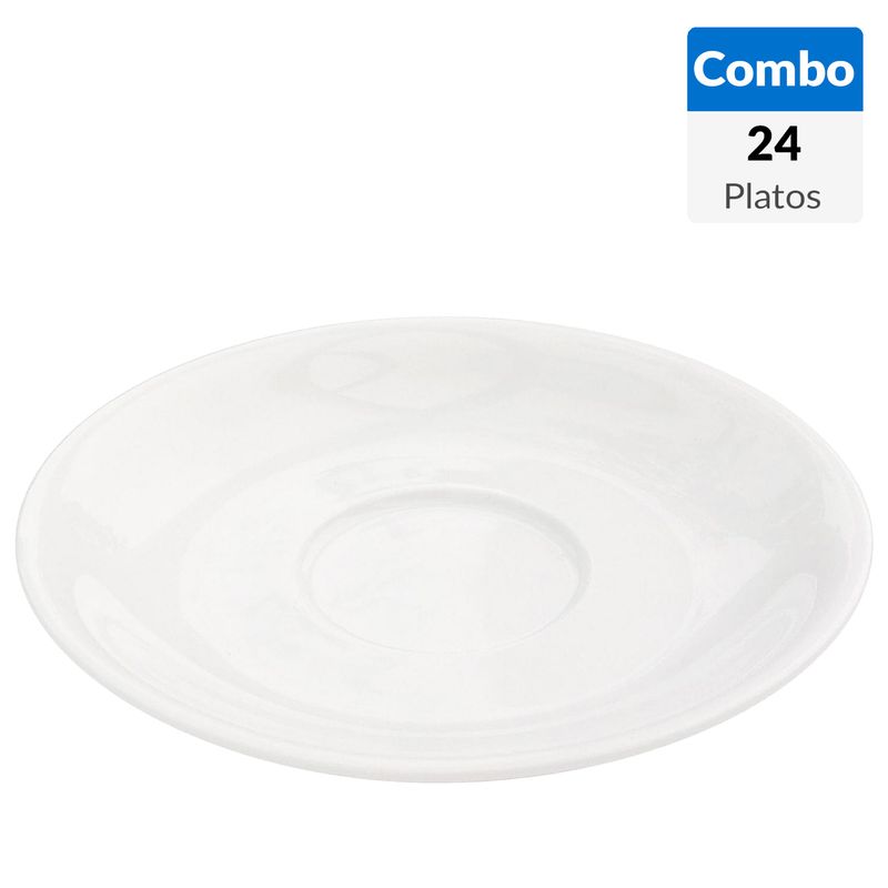  - Combo 24 Platos café blanco redondo
