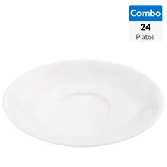 JUST HOME COLLECTION - Combo 24 Platos café blanco redondo