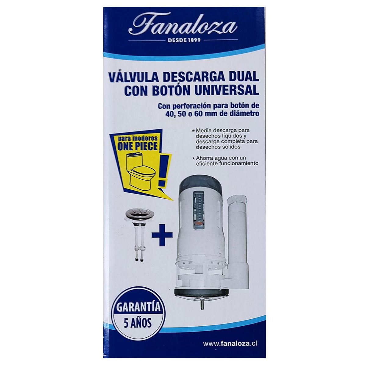 FANALOZA - Válvula descarga dual con botón para one piece