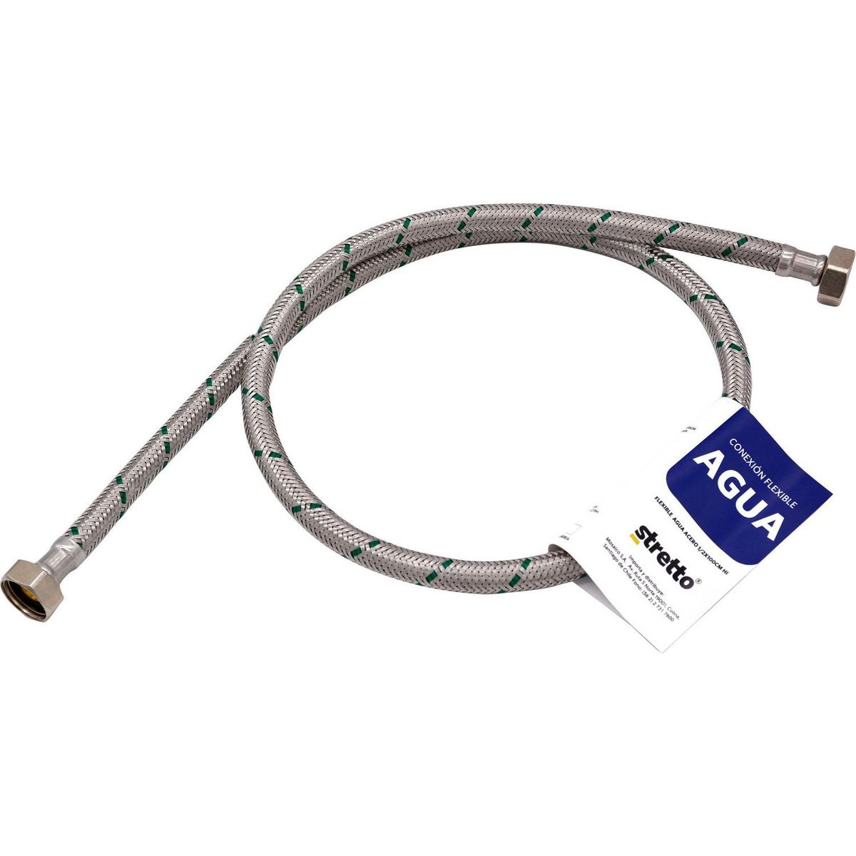 STRETTO - Flexible agua acero 1/2" 100 cm HI