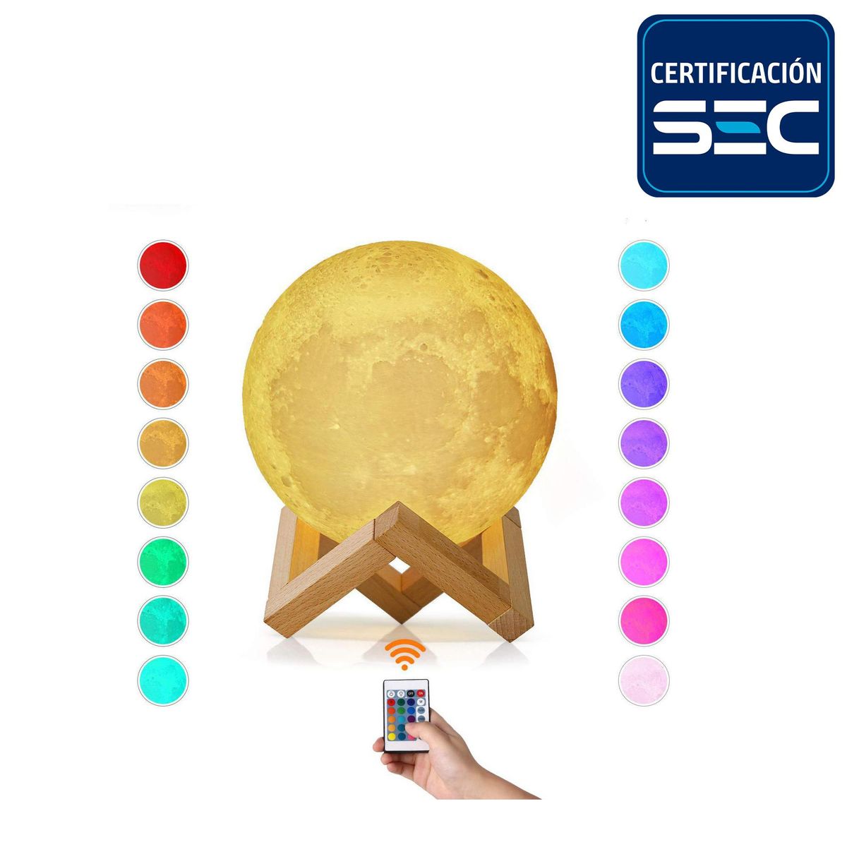 ASIAMERICA - Lampara luna 16 colores control remoto