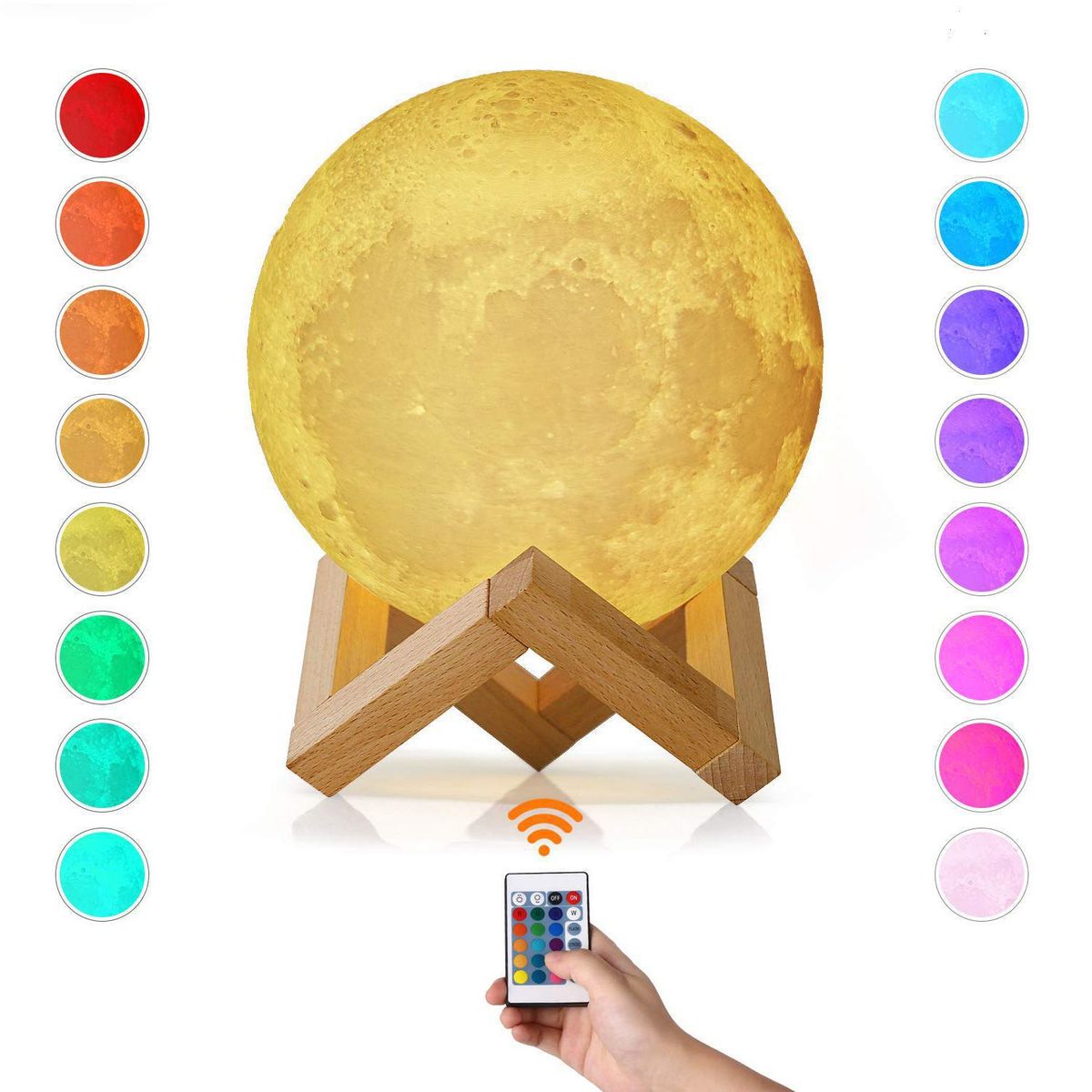 ASIAMERICA - Lampara luna 16 colores control remoto