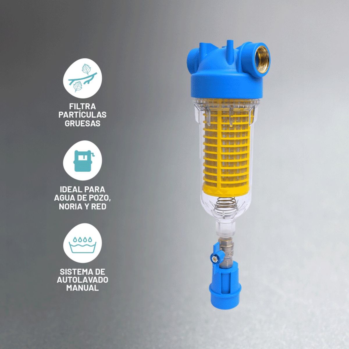 Carcasa portafiltro purificador de agua autolavable manual, marca VIGAHOME - Foto 2