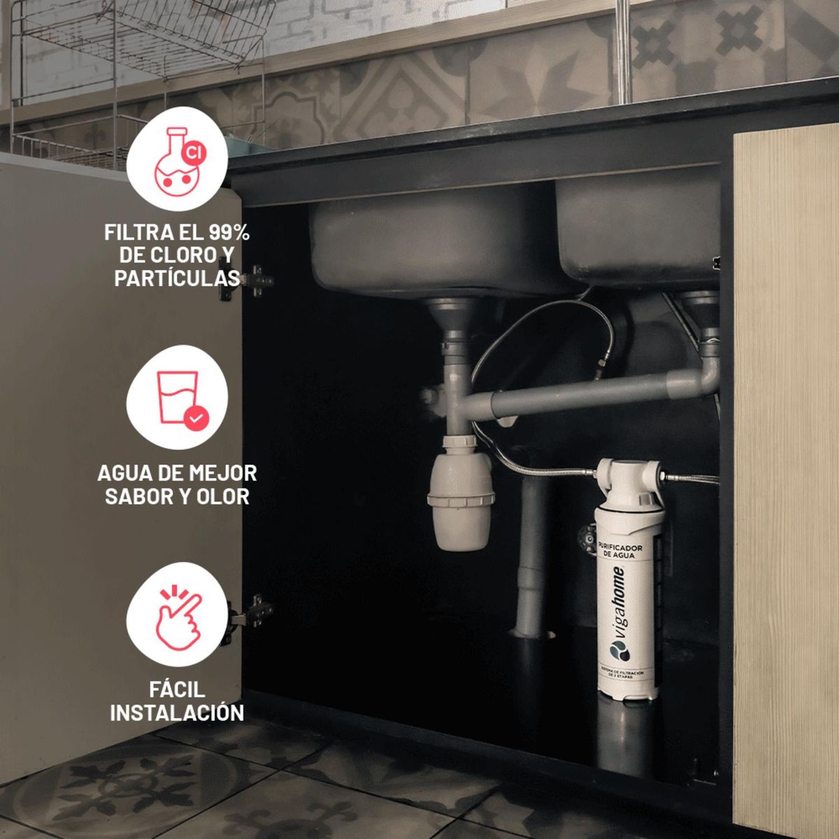 VIGAHOME - Filtro purificador de agua 2 etapas