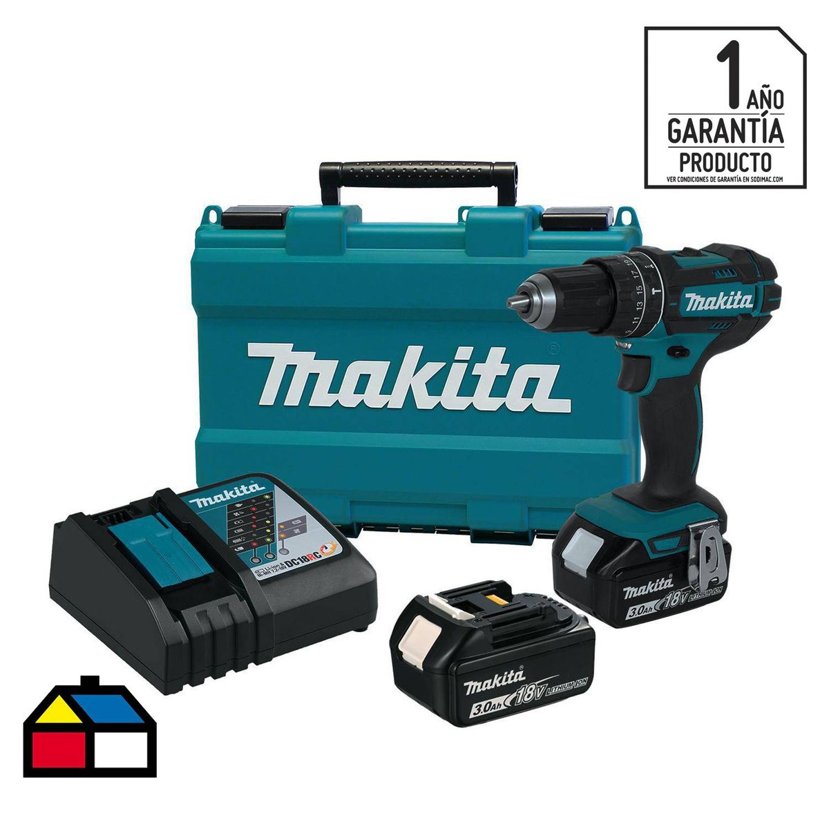 MAKITA - Taladro Inalámbrico Percutor 13 mm 18 V/2 Baterías