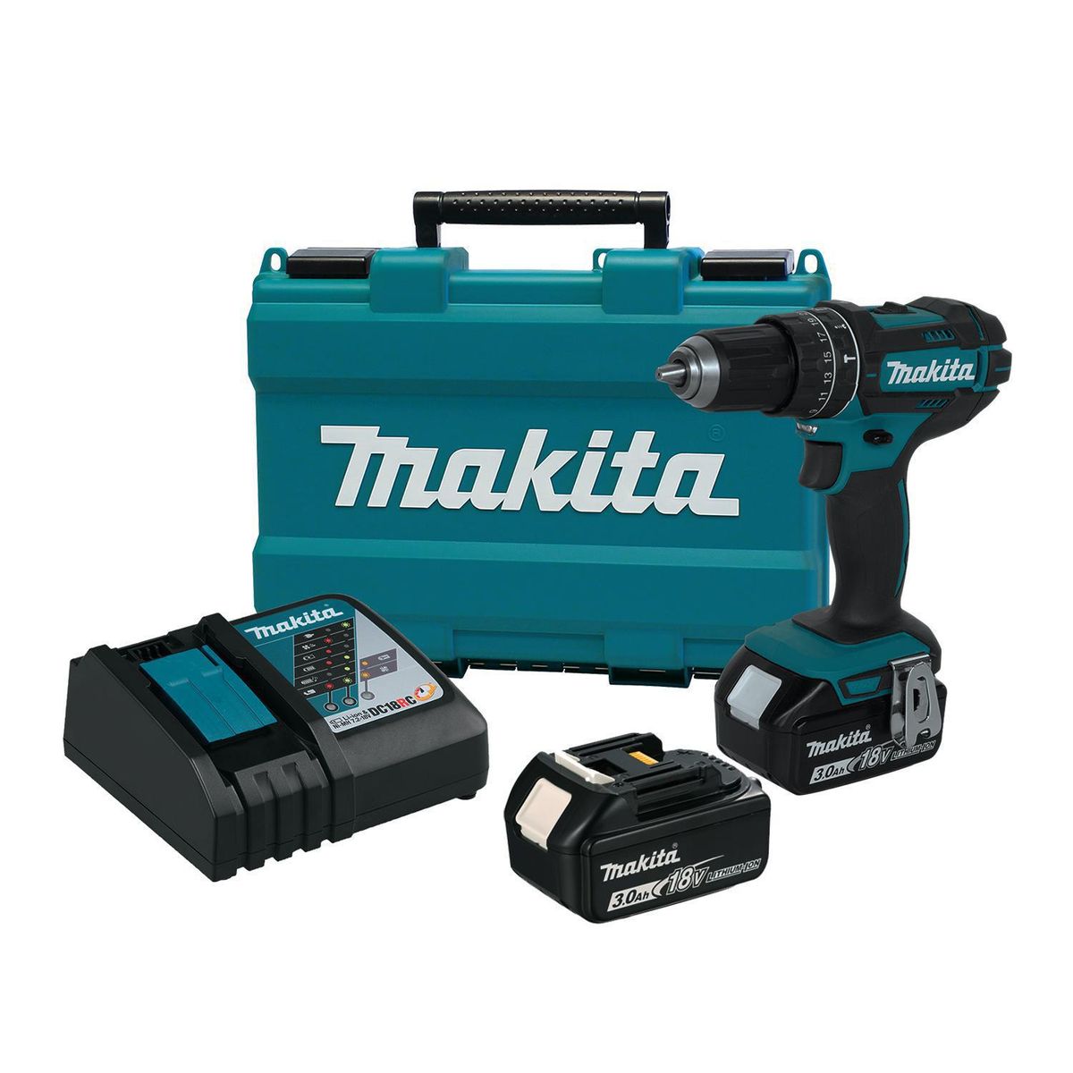 MAKITA - Taladro Inalámbrico Percutor 13 mm 18 V/2 Baterías