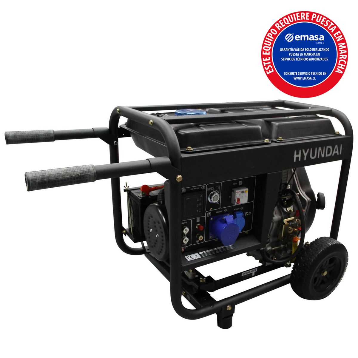 HYUNDAI - Generador Eléctrico a Diésel Partida Eléctrica 6500 W 14 l