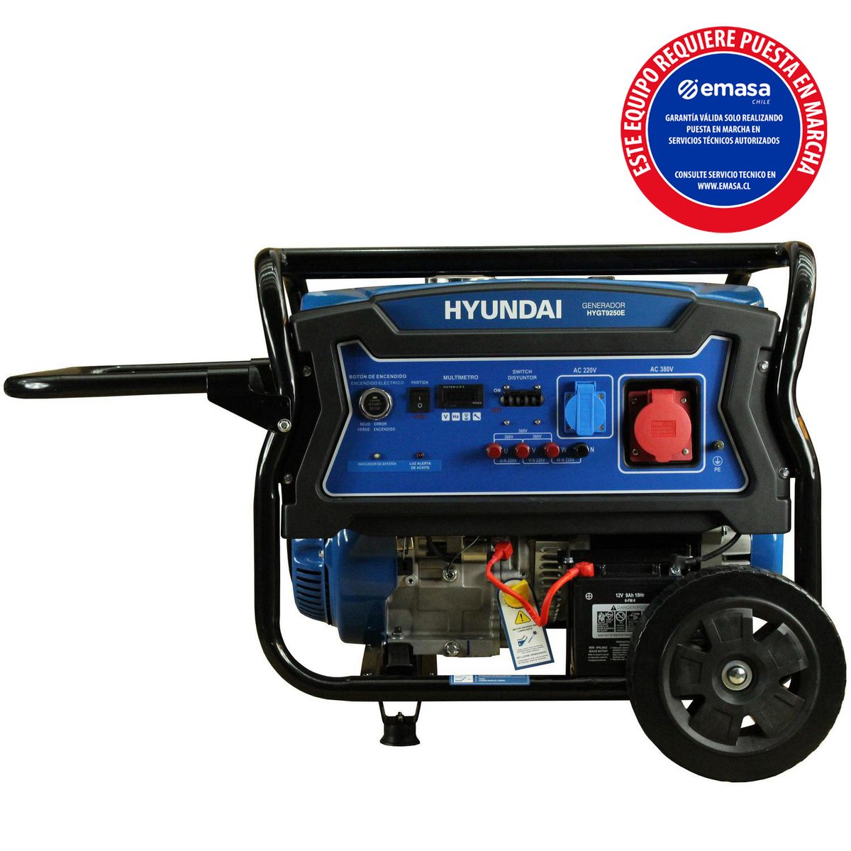 HYUNDAI - Generador Eléctrico a Gasolina Partida Eléctrica 6500 W 25 l