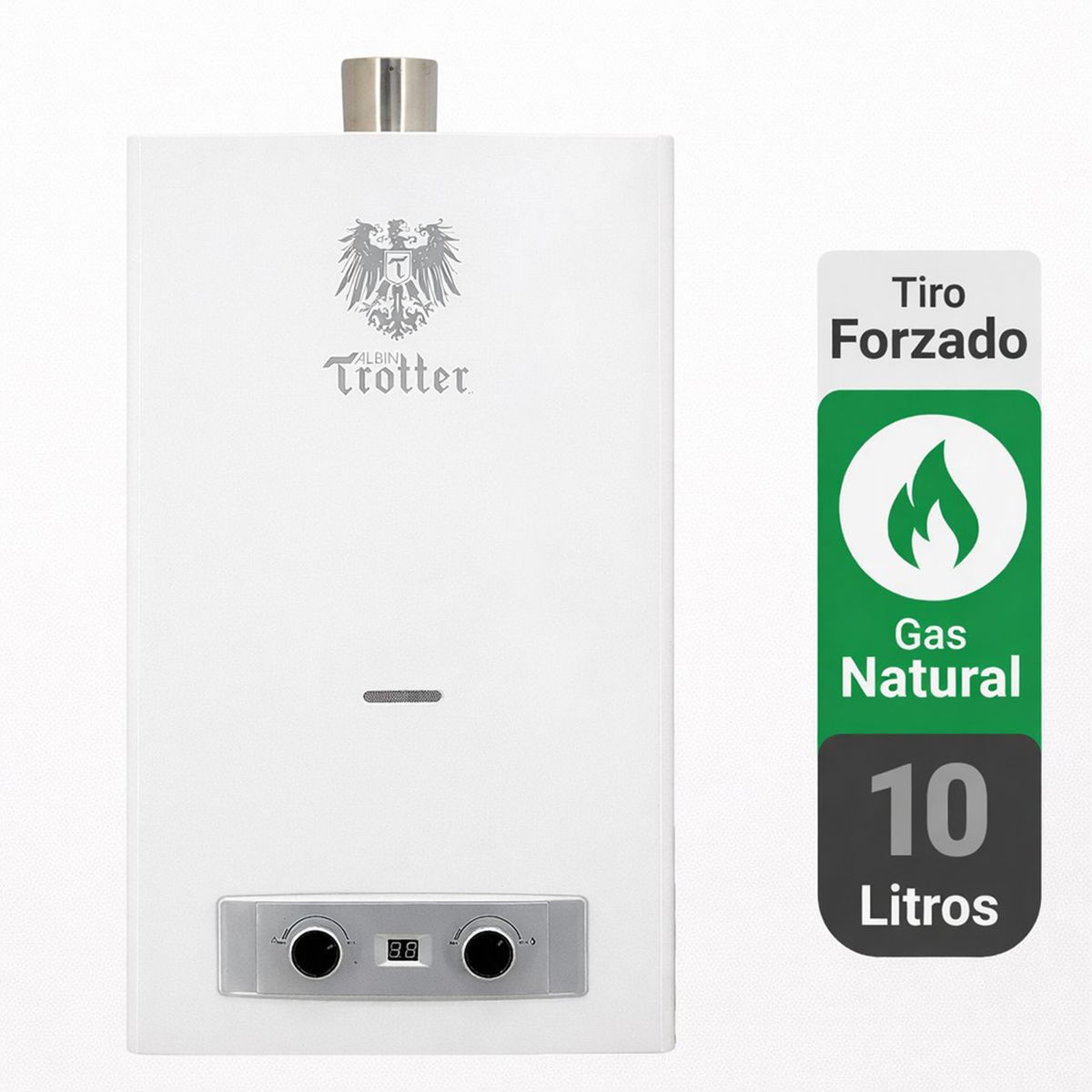 ALBIN TROTTER - Calefont ATPW 10 Litros Gas Natural Tiro Forzado + Terminal y Codo