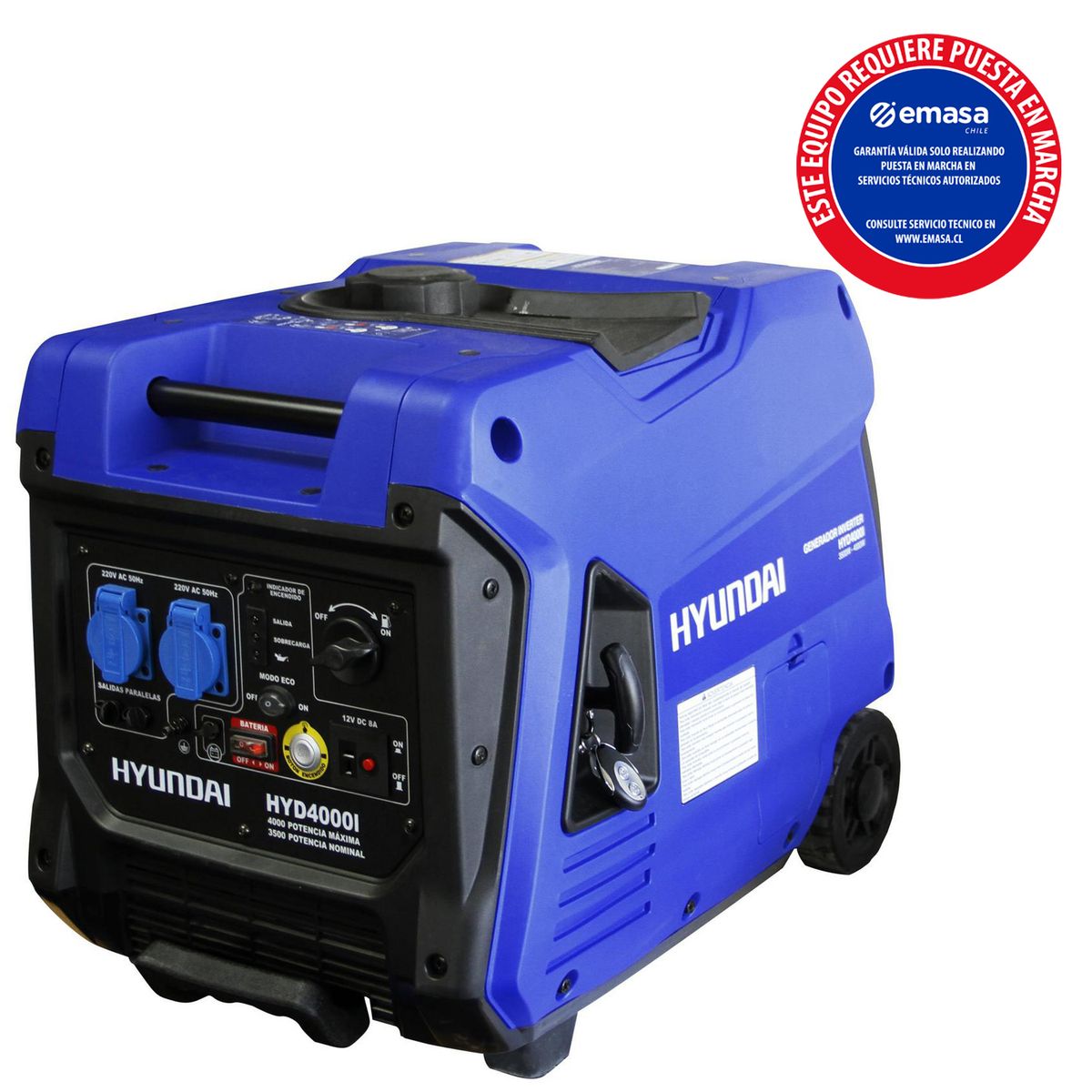 HYUNDAI - Generador Eléctrico a Gasolina Partida Eléctrica 4000 W 12 l