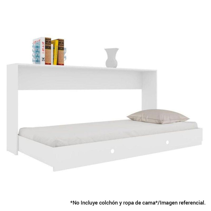 HOGA - Cama plegable horizontal 1 plaza blanco 28x195x100 cm