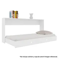 HOGA - Cama plegable horizontal 1 plaza blanco 28x195x100 cm
