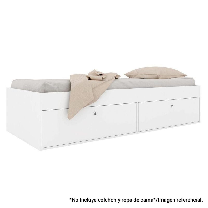 HOGA - Cama 1 plaza con 4 puertas blanco 42x192x93 cm