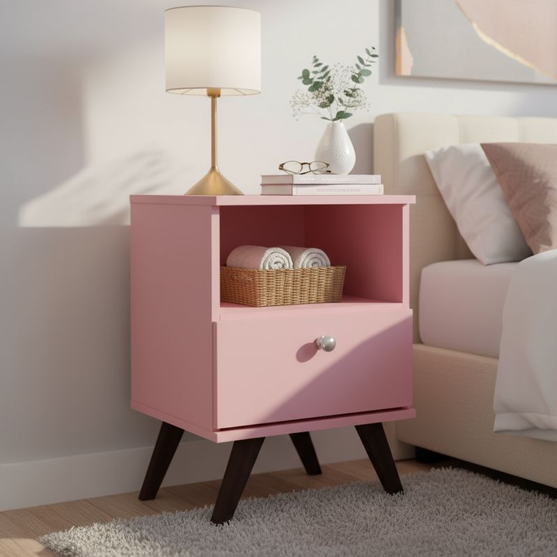 HOGA - Velador 1 Cajón(es) Retro 40x58x38 cm Rosado