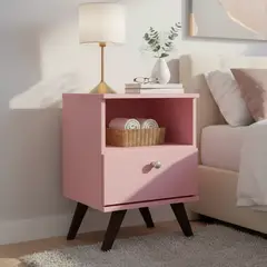 HOGA - Velador 1 Cajón(es) Retro 40x58x38 cm Rosado