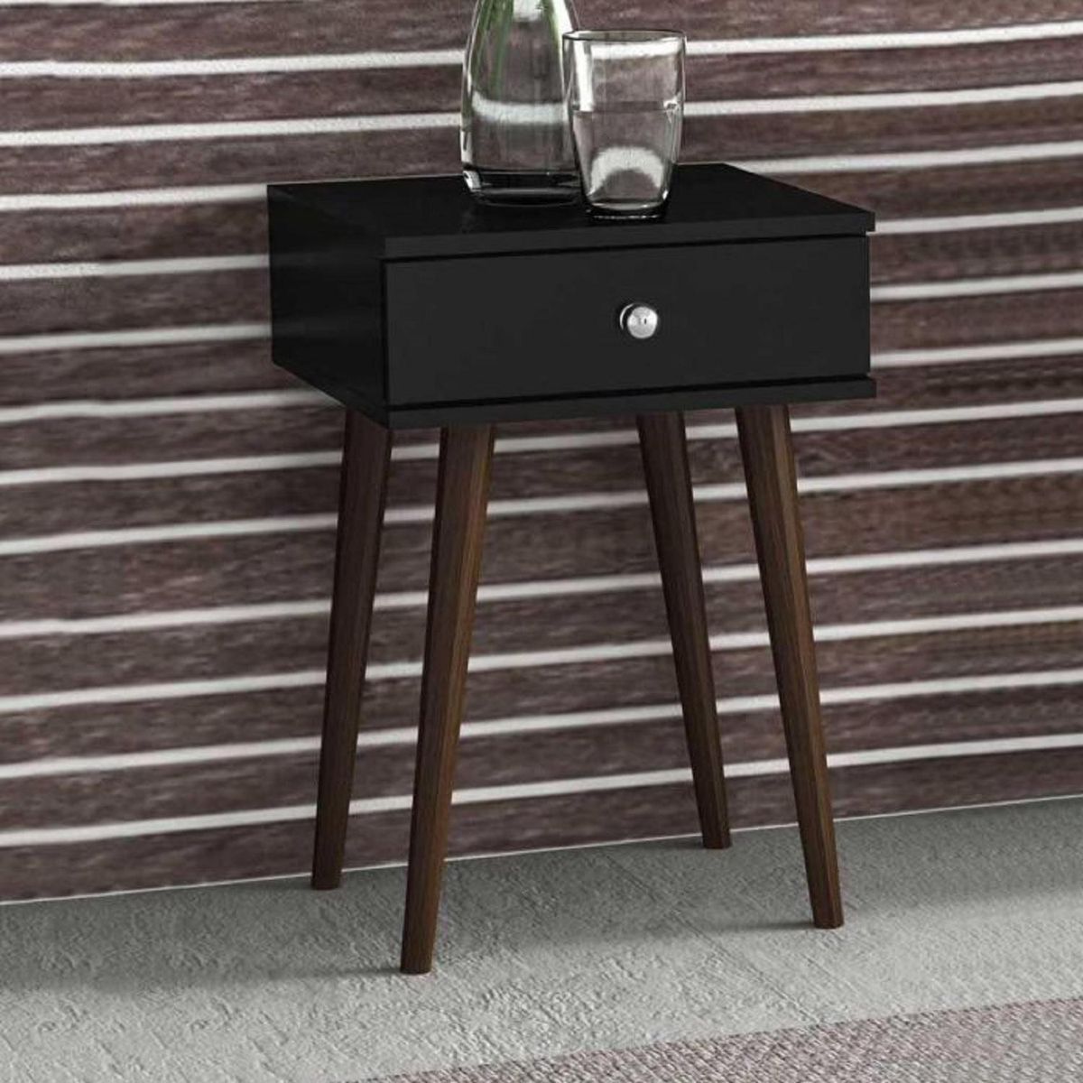 HOGA - Velador 1 Cajón(es) Contemporáneo 40x60x38 cm Negro