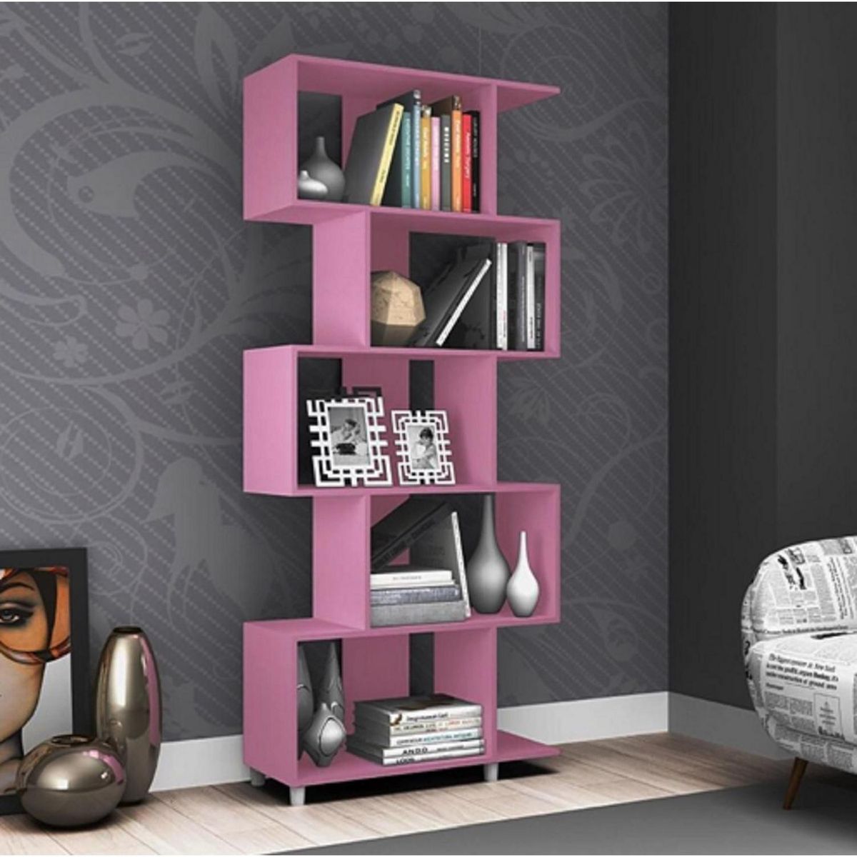 HOGA - Estante MDP 6 Nivel(es) 79x184x31 cm Rosado