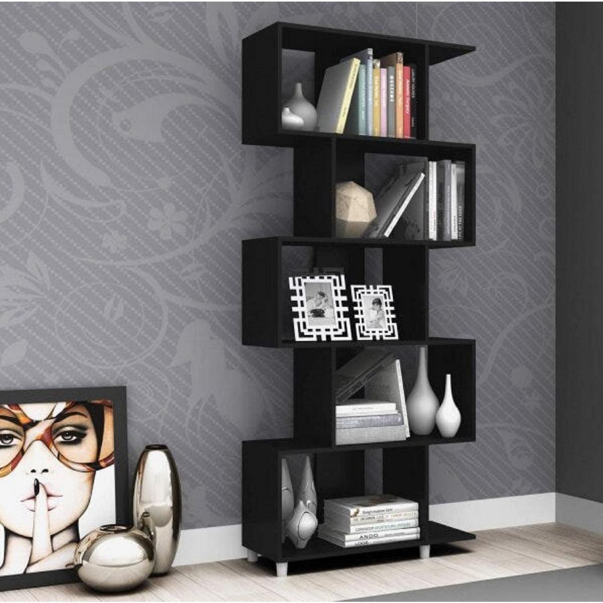 HOGA - Estante MDP 6 Nivel(es) 79x184x31 cm Negro