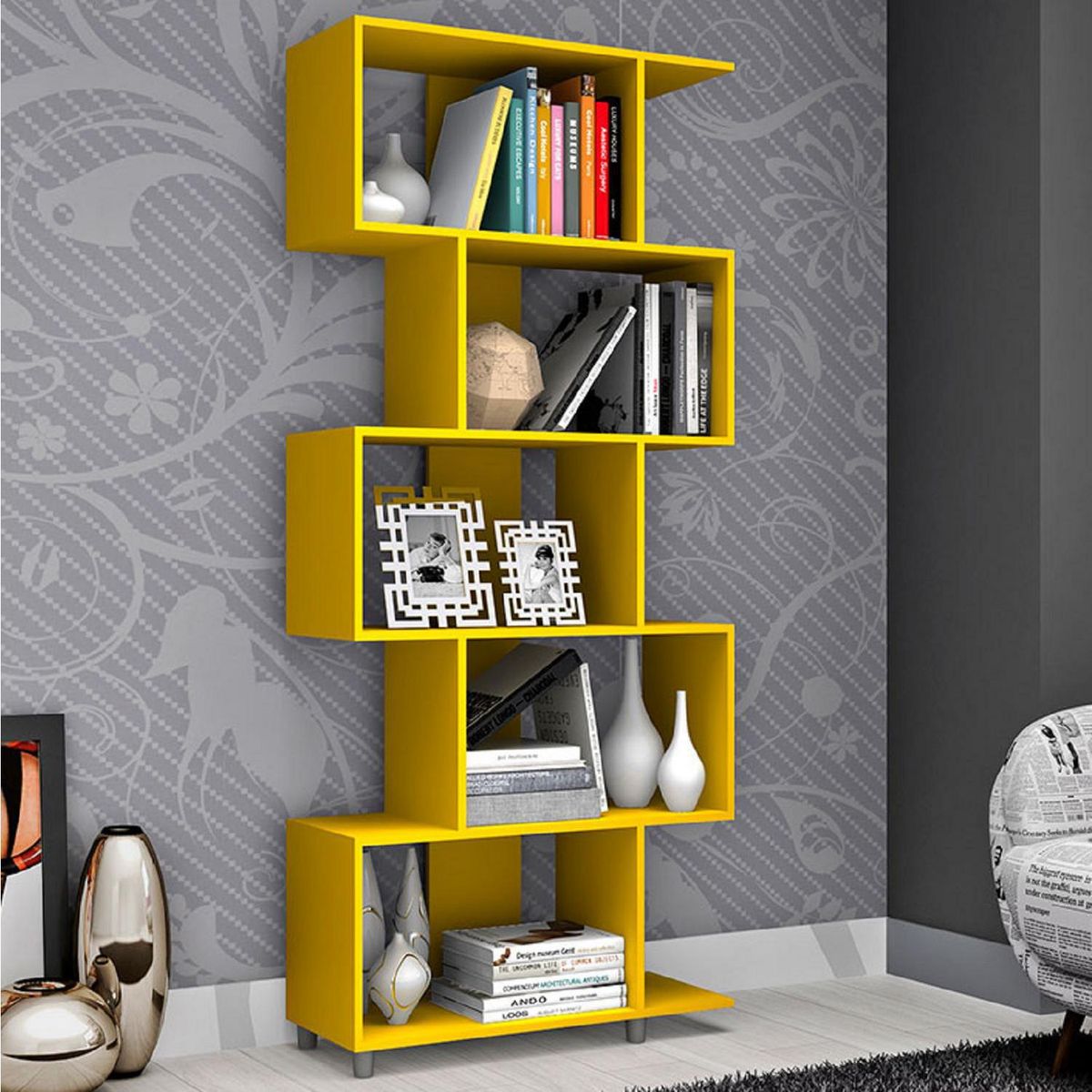 HOGA - Estante MDP 6 Nivel(es) 79x184x31 cm Amarillo