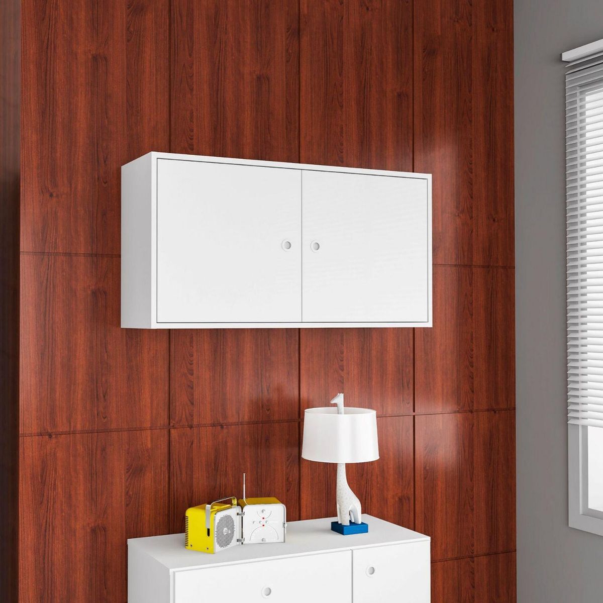 HOGA - Clóset Aéreo 2 Puerta(s) 3 Repisa(s) 93x28x28 cm Blanco