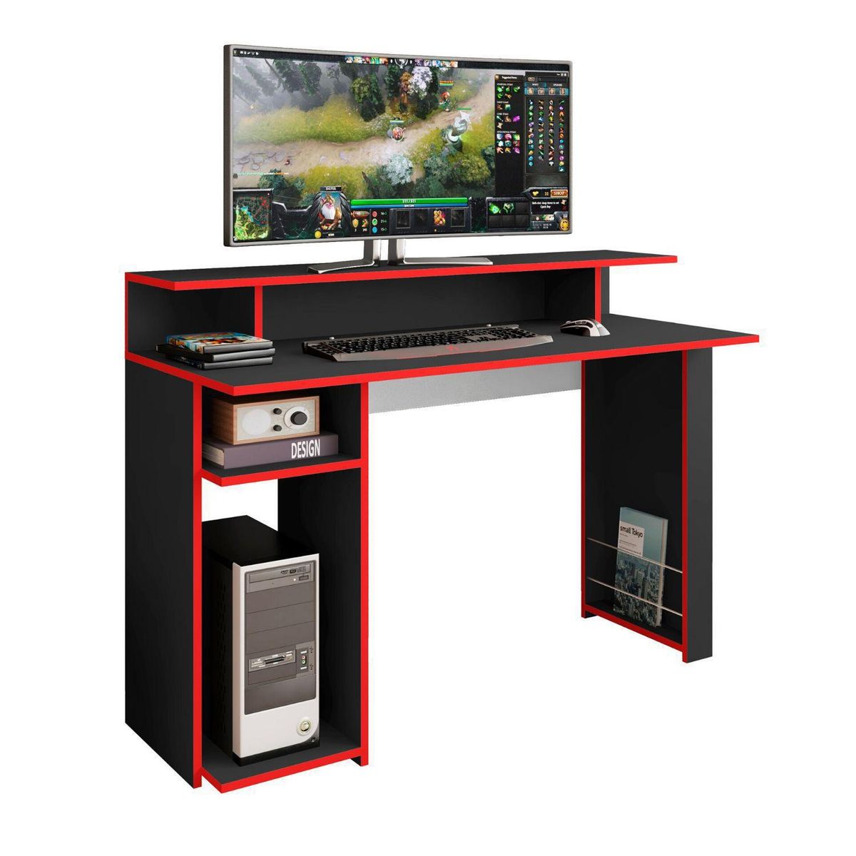 HOGA - Escritorio gamer inspire negro 89x120x54 cm