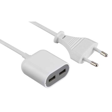 Extensin cargador USB con 2 puertos 2.4 max 1.5 mt Blanco