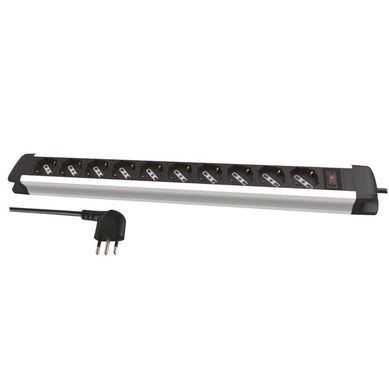 Alargador profesional 10 tomas schuko 10/16A 2m Blanco/Negro