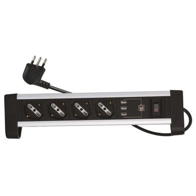 Alargador 4 tomas con 3 puertos USB 2 mt