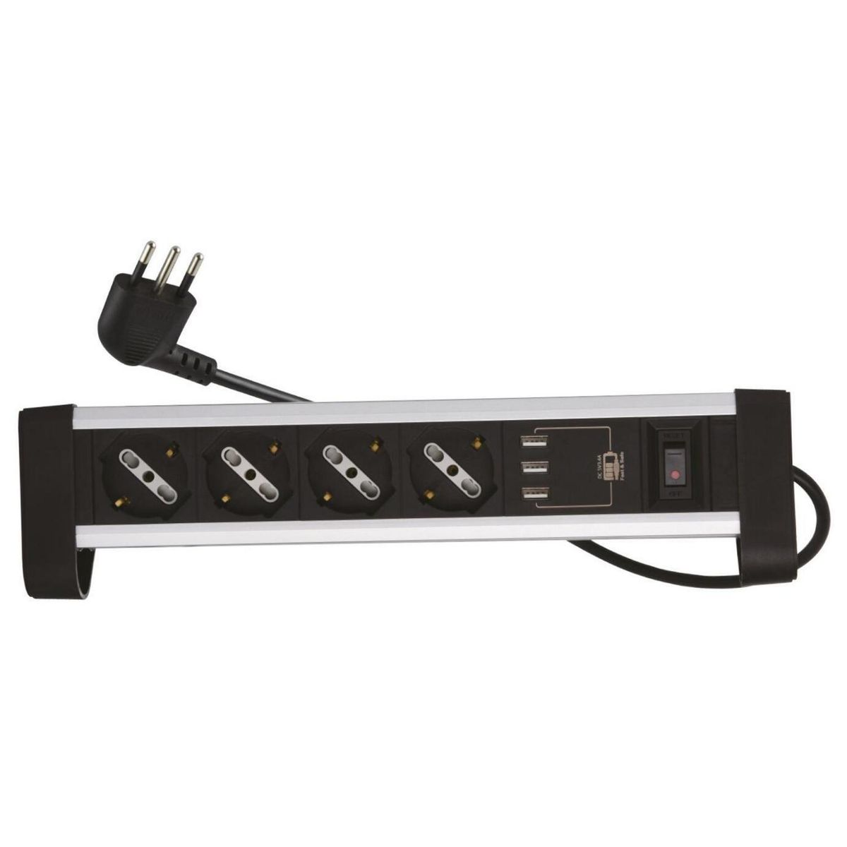 HALUX - Alargador 3 USB 4 Toma(s) 2 m Negro/Blanco