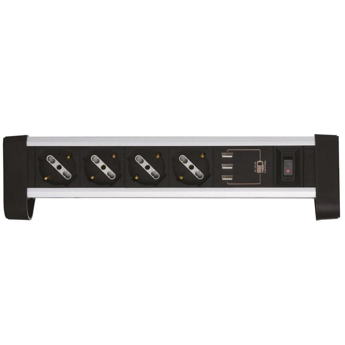 HALUX - Alargador 3 USB 4 Toma(s) 2 m Negro/Blanco