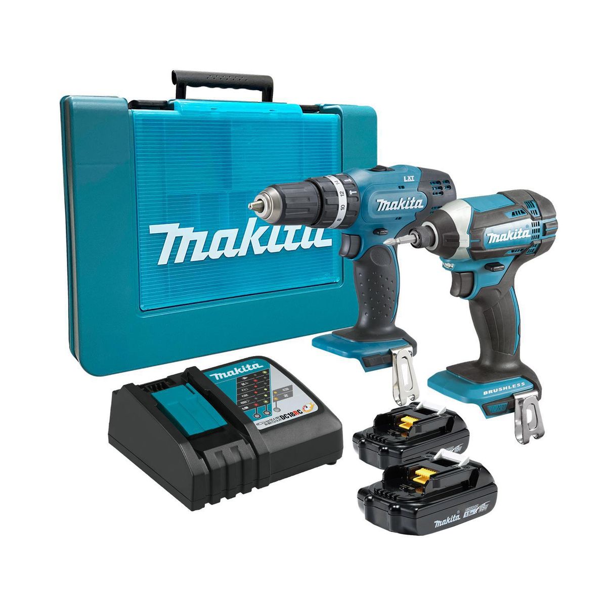 MAKITA - Taladro Inalámbrico Percutor 13 mm 18 V/Atornillador Impacto/2 Bat