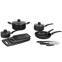 Batería de Cocina 14 Piezas Acero inoxidable Antiadherente + 3 Tablas + 3 Cuchillos