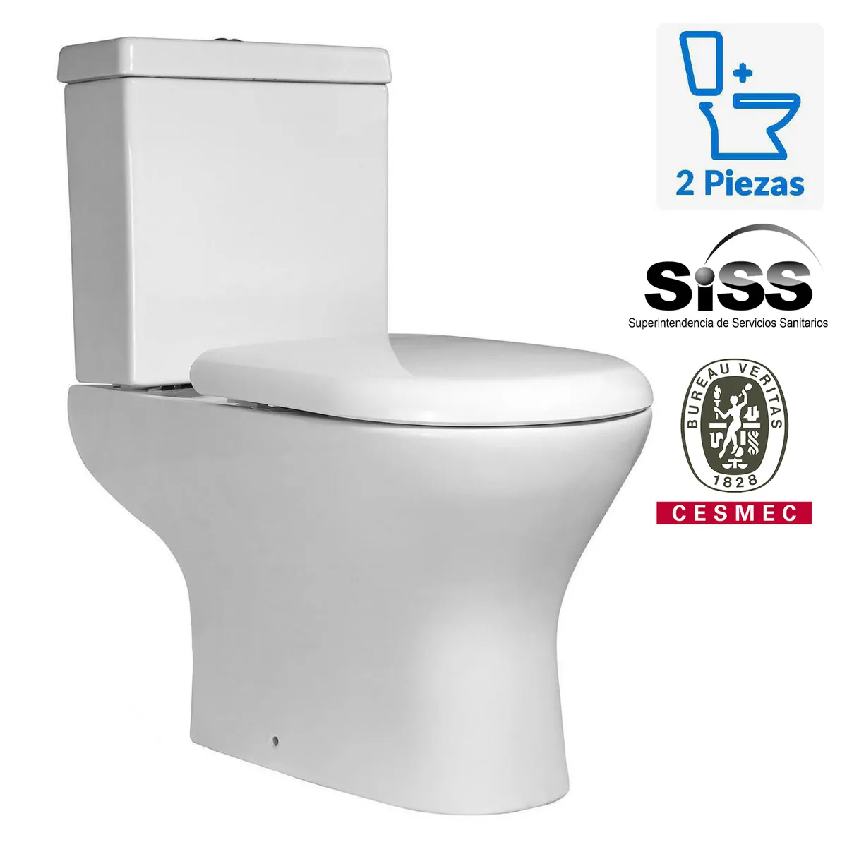 SENSI DACQUA - Sanitario Two piece Dual Múltiple 6 Litros Girona Blanco