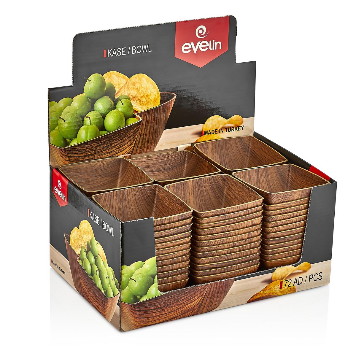 EVELIN - Bowl Cuadrado Evelin Café 12x12x6 Cm Resistente