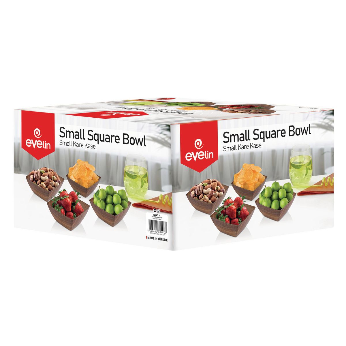 EVELIN - Bowl Cuadrado Evelin Café 12x12x6 Cm Resistente