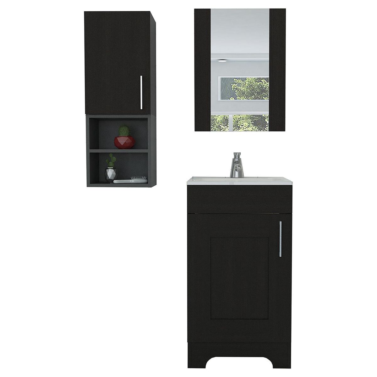 TUHOME - Combo botiquín + mueble lavamanos + optimizador wengue