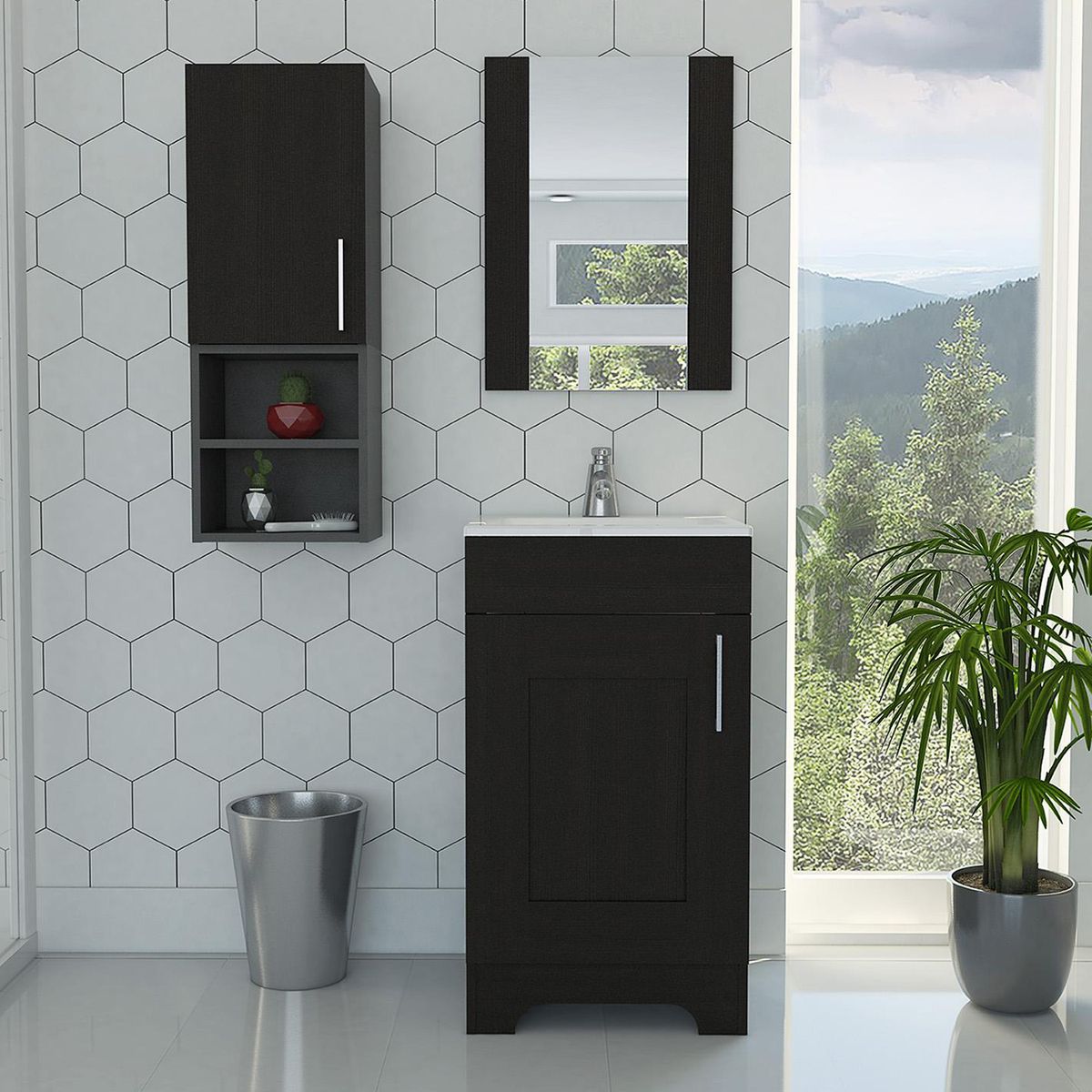 TUHOME - Combo botiquín + mueble lavamanos + optimizador wengue