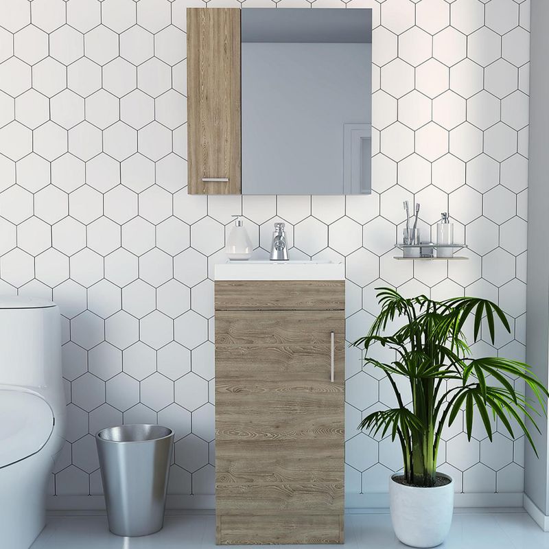 TUHOME - Combo botiquín + mueble lavamanos miel